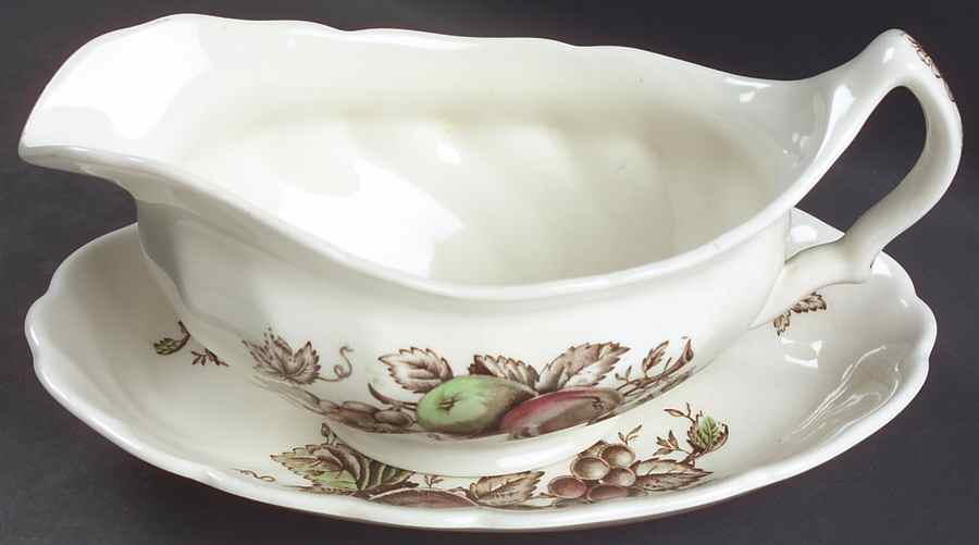 Harvest Time Brown Multicolor Gravy Boat & Underplate/Relish by Johnson Brothers-1