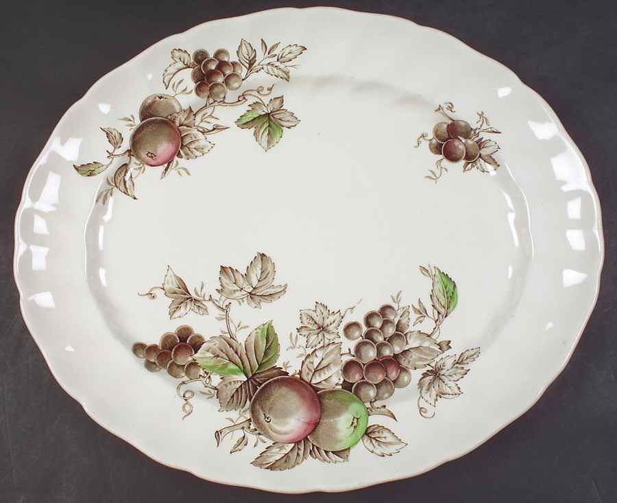 Harvest Time Brown Multicolor 15" Oval Serving Platter by Johnson Brothers-1