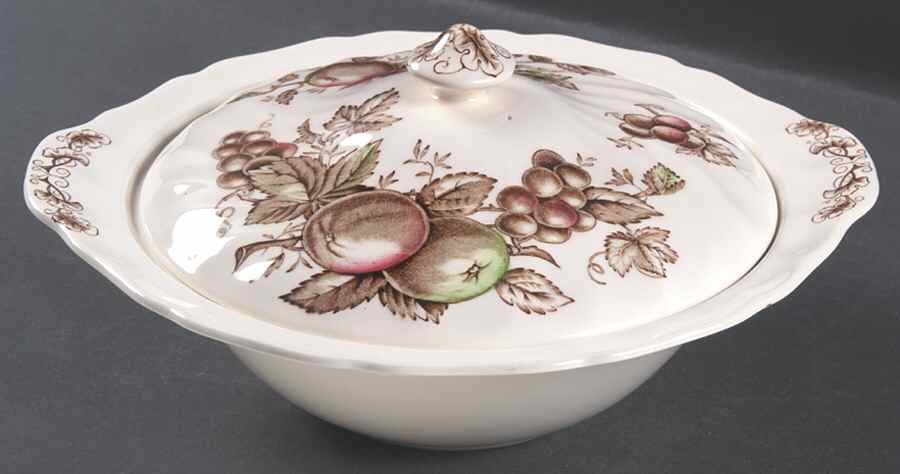 Harvest Time Brown Multicolor Round Covered Vegetable by Johnson Brothers-1
