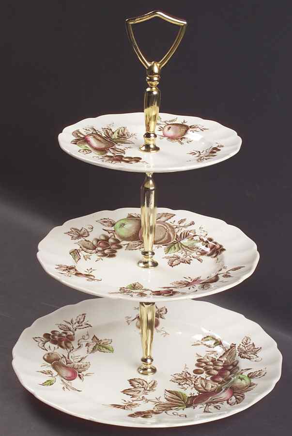 Harvest Time Brown Multicolor 3-Tiered Serving Tray (DP, SP, BB) by Johnson Brothers-1