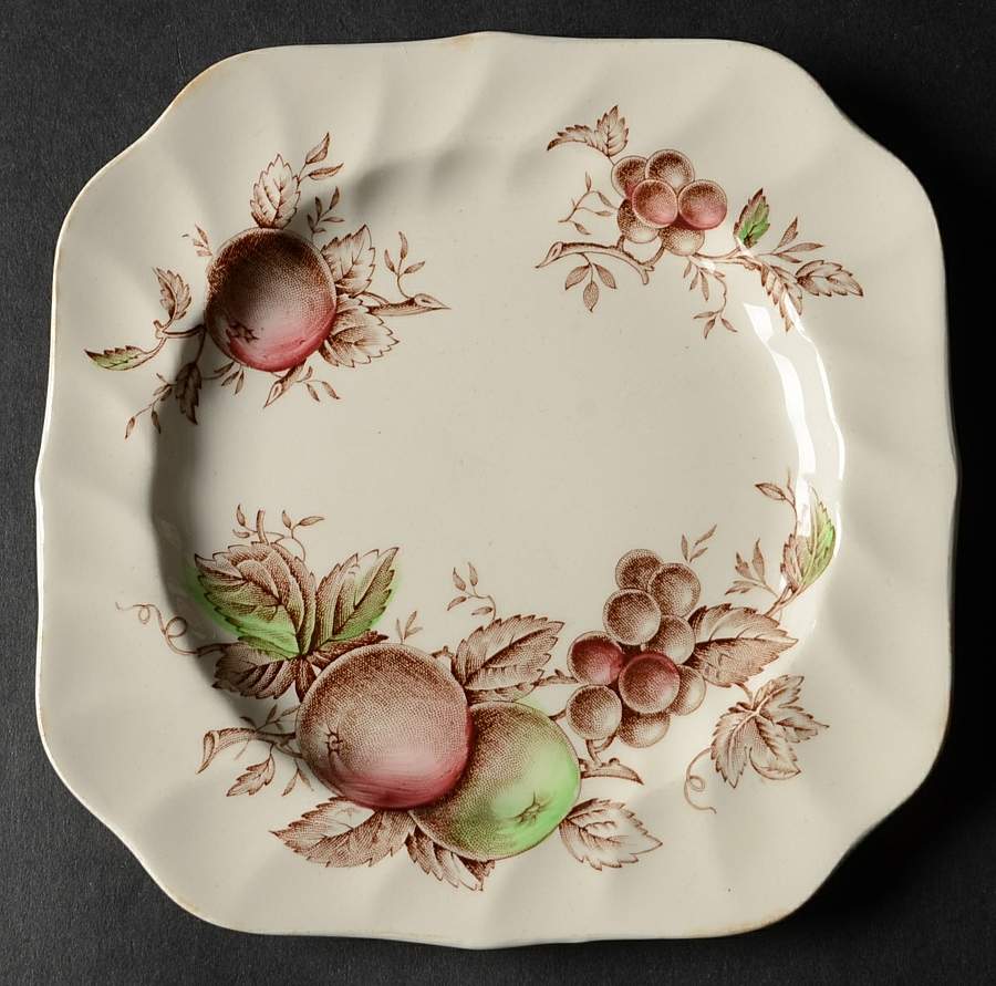 Harvest Time Brown Multicolor Square Bread & Butter Plate by Johnson Brothers-1