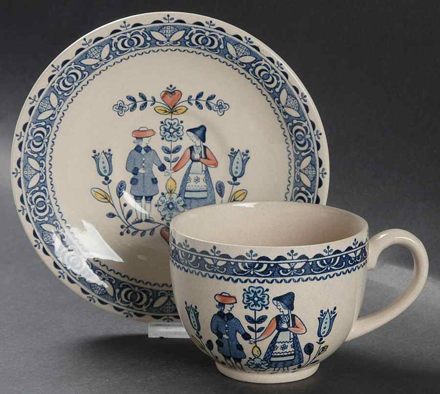 Hearts & Flowers Smooth Flat Cup & Saucer Set by Johnson Brothers-1