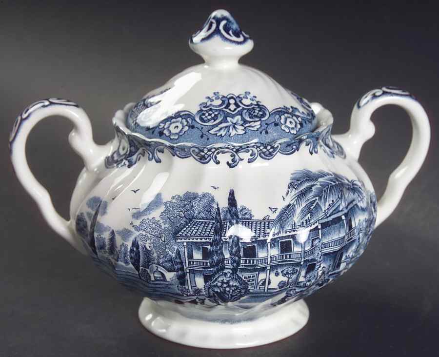 Heritage Hall Blue Sugar Bowl & Lid by Johnson Brothers-1