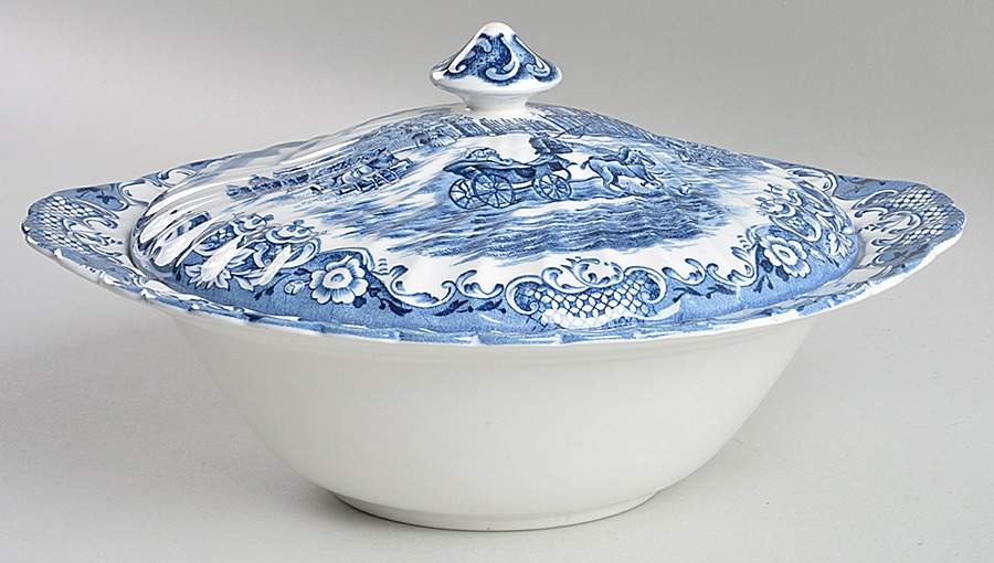 Heritage Hall Blue Round Covered Vegetable by Johnson Brothers-1