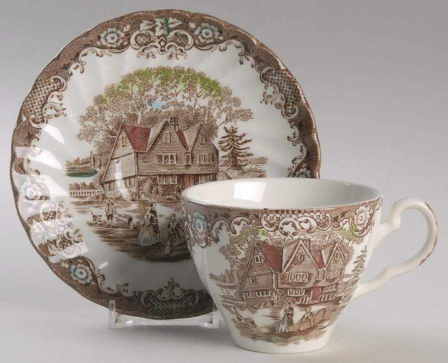 Heritage Hall Brown Multicolor Flat Cup & Saucer Set by Johnson Brothers-1