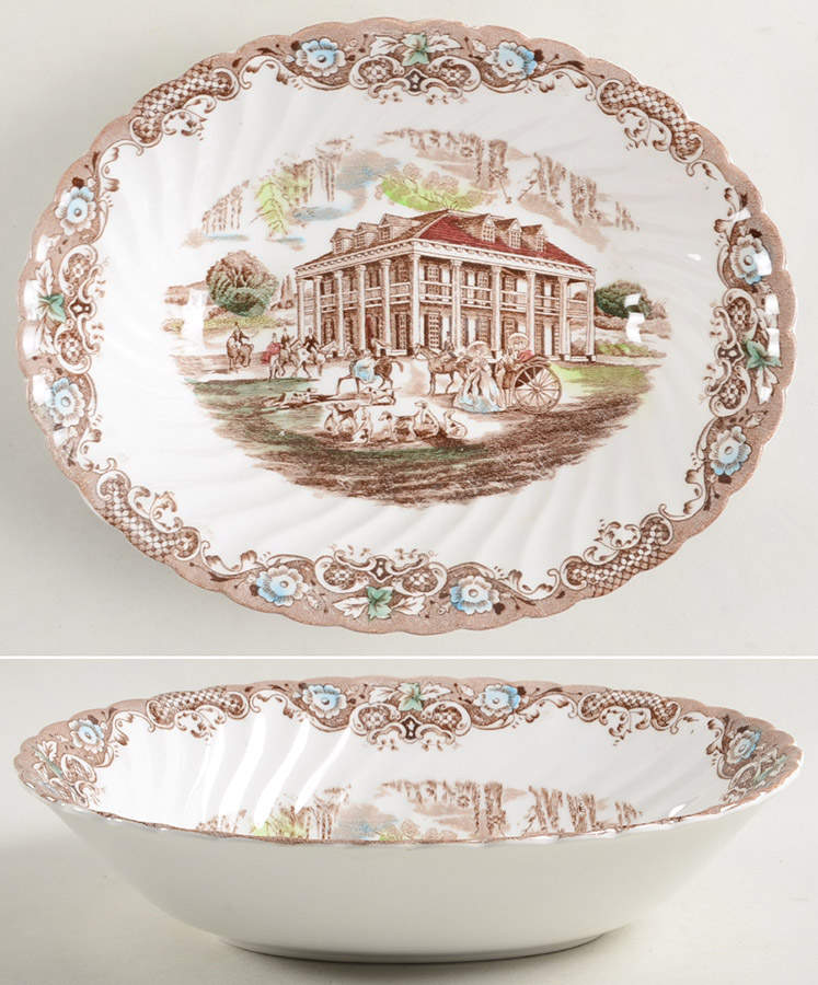 Heritage Hall Brown Multicolor 9" Oval Vegetable Bowl by Johnson Brothers-1