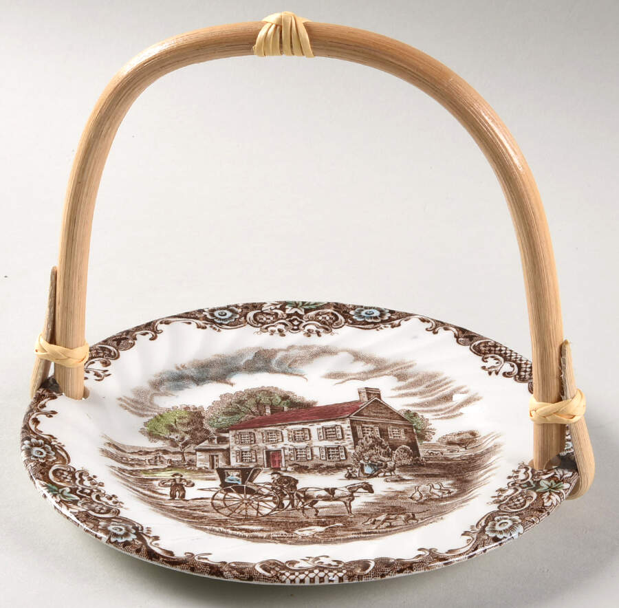 Heritage Hall Brown Multicolor 5 3/8"-5 5/8" Bamboo Handled Serving Plate  HC by Johnson Brothers-1