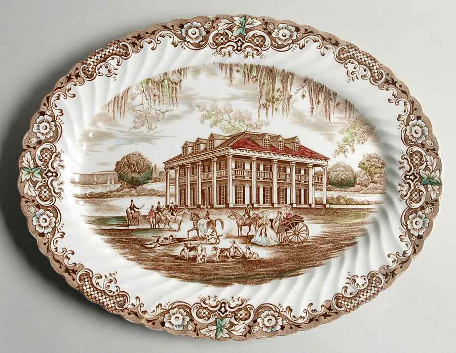 Heritage Hall Brown Multicolor 13" Oval Serving Platter by Johnson Brothers-1