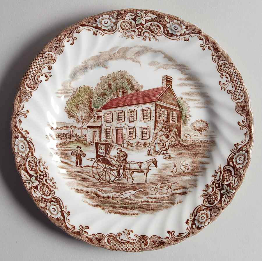 Heritage Hall Brown Multicolor Dessert/Pie Plate by Johnson Brothers-1