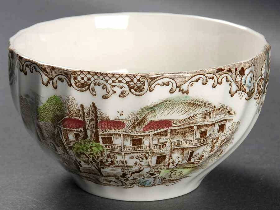 Heritage Hall Brown Multicolor Open Sugar Bowl by Johnson Brothers-1