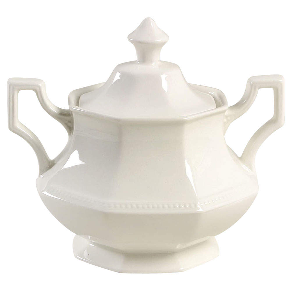 Heritage White ("Made in England" Stamp) Sugar Bowl & Lid by Johnson Brothers-1