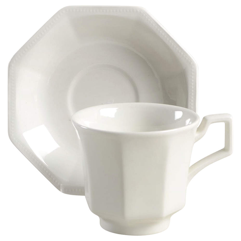 Heritage White ("Made in England" Stamp) Footed Cup & Saucer Set by Johnson Brothers-1