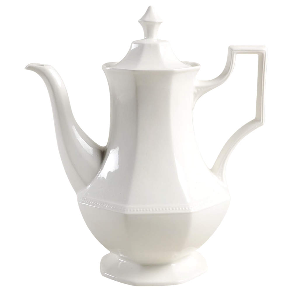 Heritage White ("Made in England" Stamp) Coffee Pot & Lid by Johnson Brothers-1