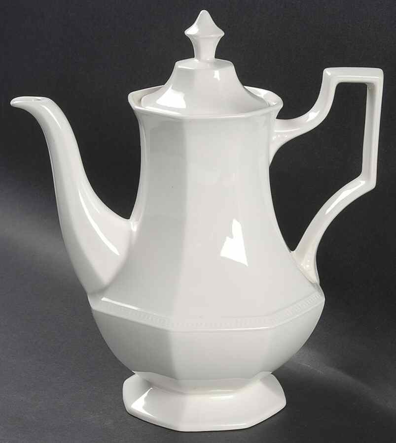 Heritage White ("Made in England" Stamp) Coffee Pot & Lid by Johnson Brothers-1