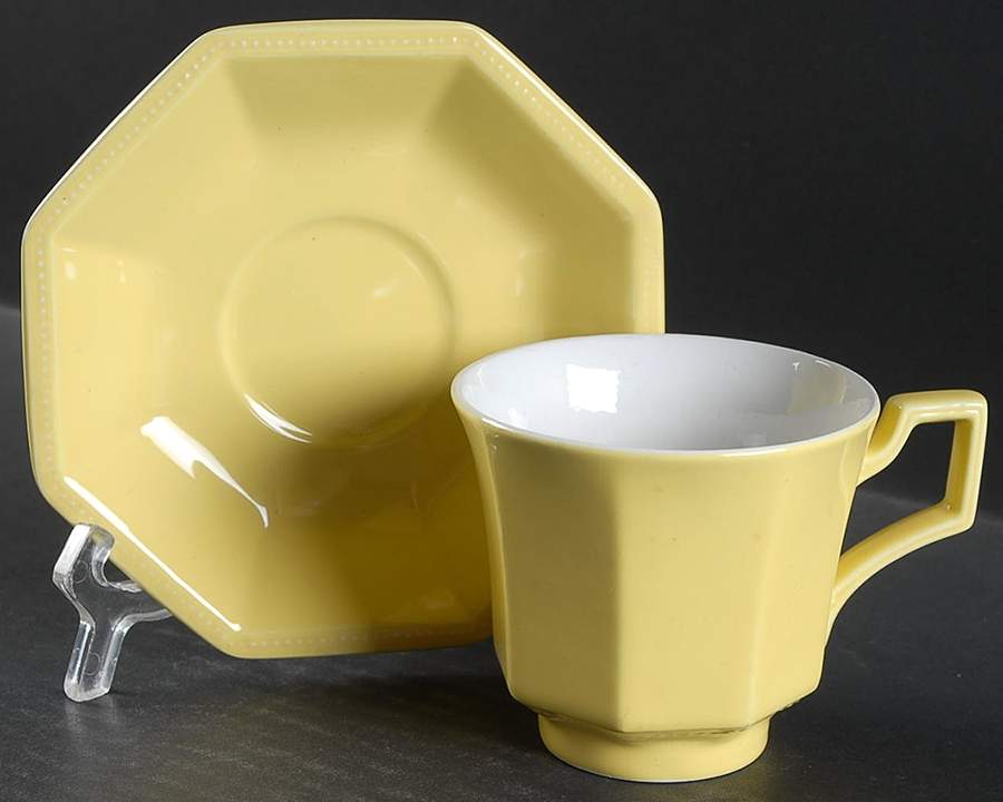 Heritage Yellow Flat Cup & Saucer Set by Johnson Brothers-1