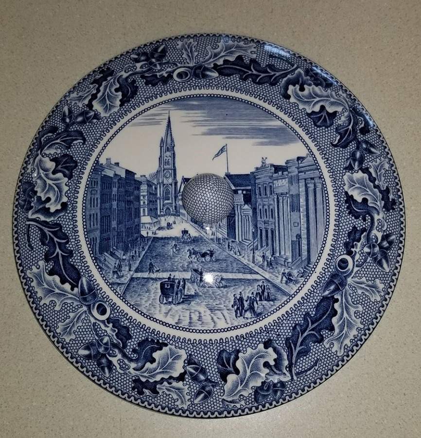 Historic America Blue Lid for Round Vegetable by Johnson Brothers-1