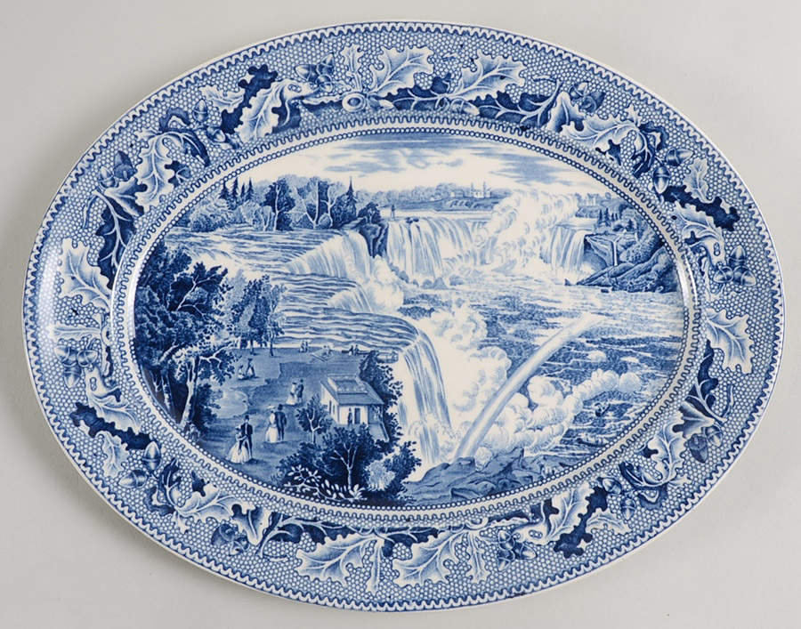 Historic America Blue 10" Oval Serving Platter by Johnson Brothers-1