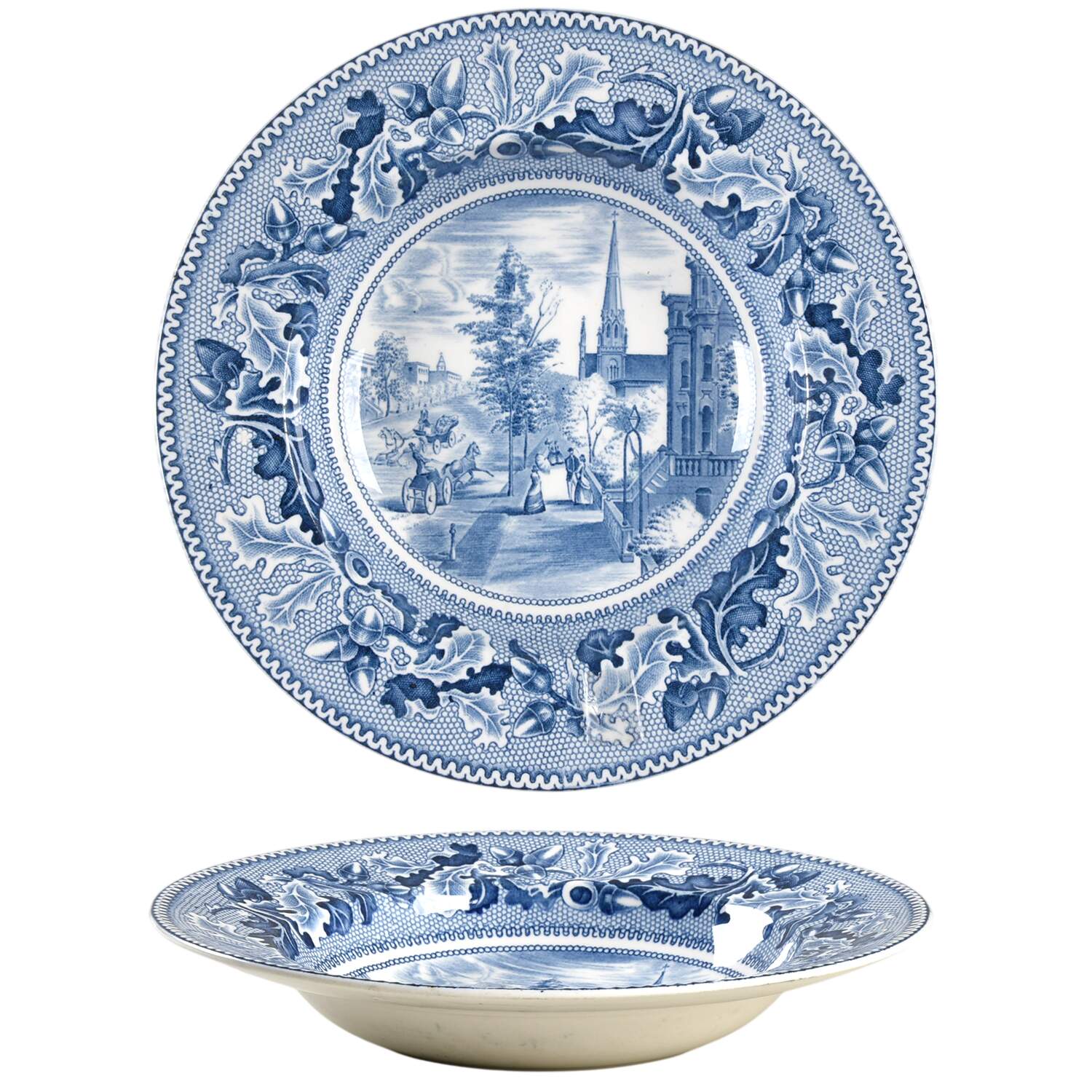 Historic America Blue Rim Soup Bowl by Johnson Brothers-1