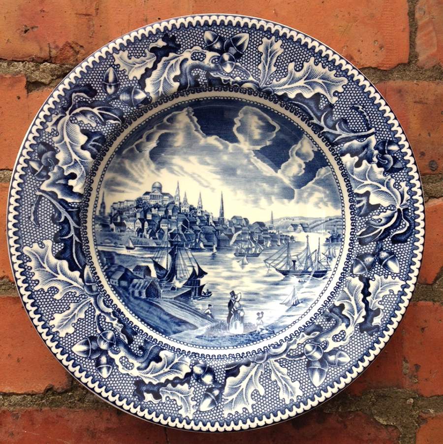 Historic America Blue Rim Soup Bowl by Johnson Brothers-1