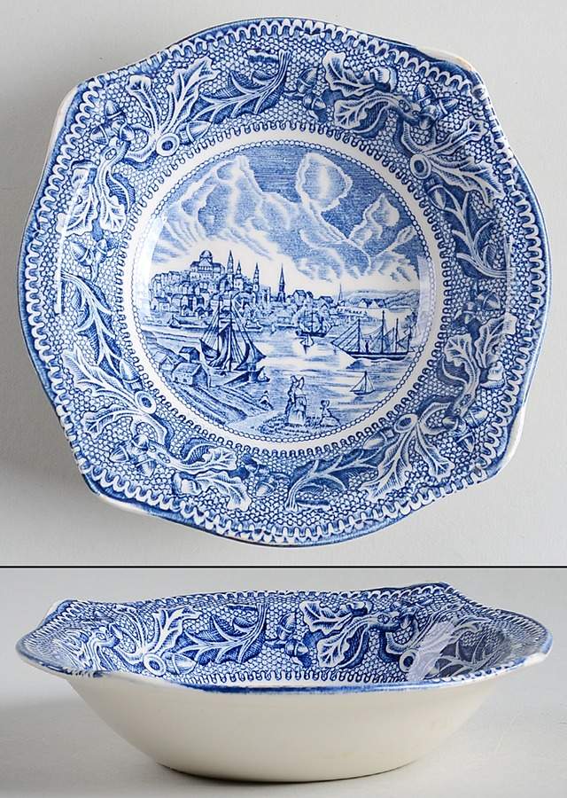Historic America Blue Square Fruit/Dessert (Sauce) Bowl by Johnson Brothers-1