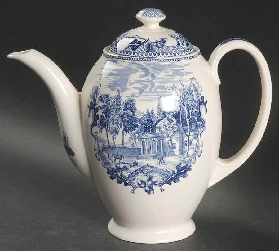 Historic America Blue Coffee Pot & Lid by Johnson Brothers-1