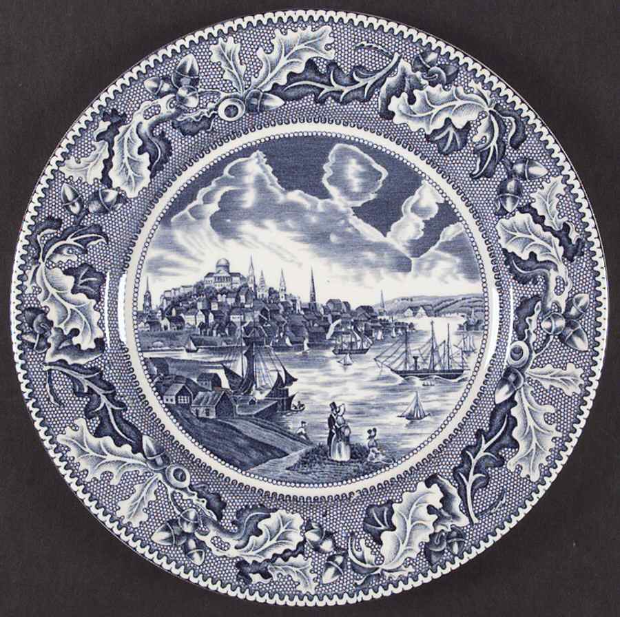 Historic America Blue Dinner Plate by Johnson Brothers-1