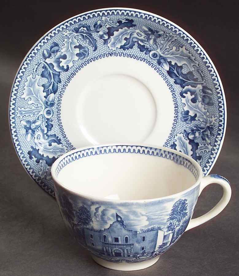 Historic America Blue Oversized Cup & Saucer Set by Johnson Brothers-1