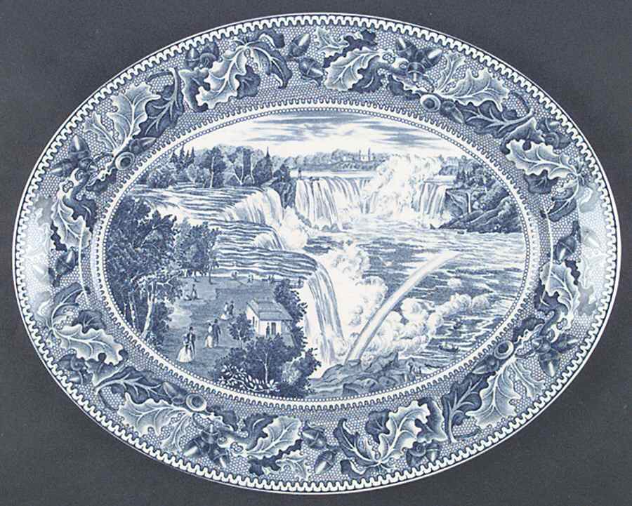 Historic America Blue 11" Oval Serving Platter by Johnson Brothers-1
