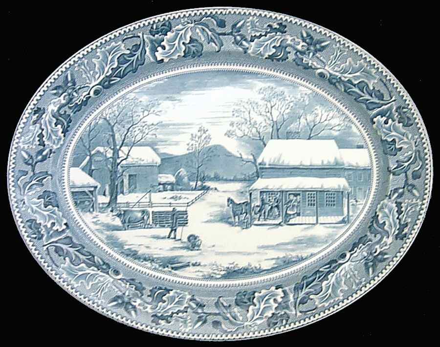 Historic America Blue 20" Oval Serving Platter by Johnson Brothers-1