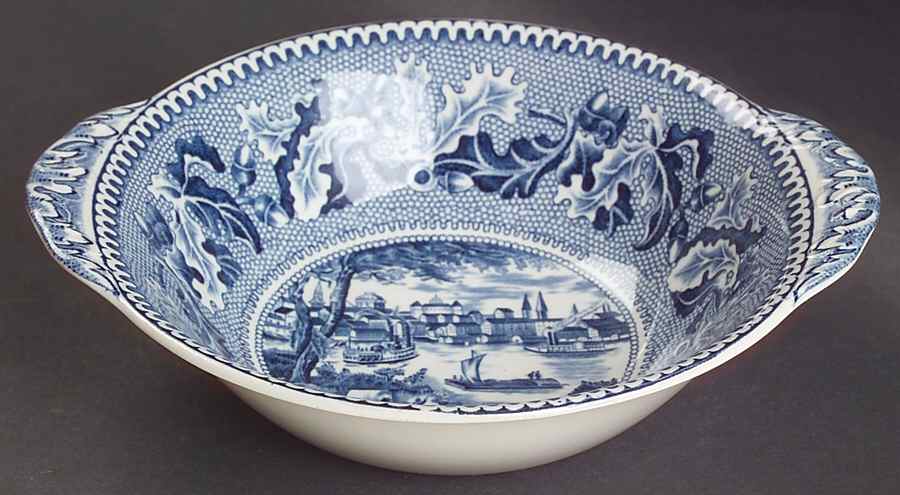 Historic America Blue Lugged Cereal Bowl by Johnson Brothers-1