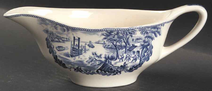 Historic America Blue Gravy Boat by Johnson Brothers-1