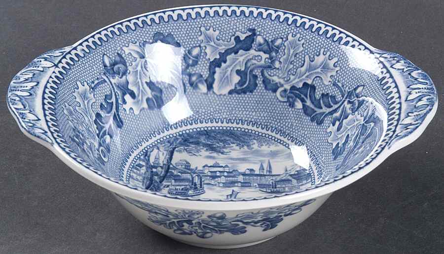 Historic America Blue Lugged Cereal Bowl by Johnson Brothers-1