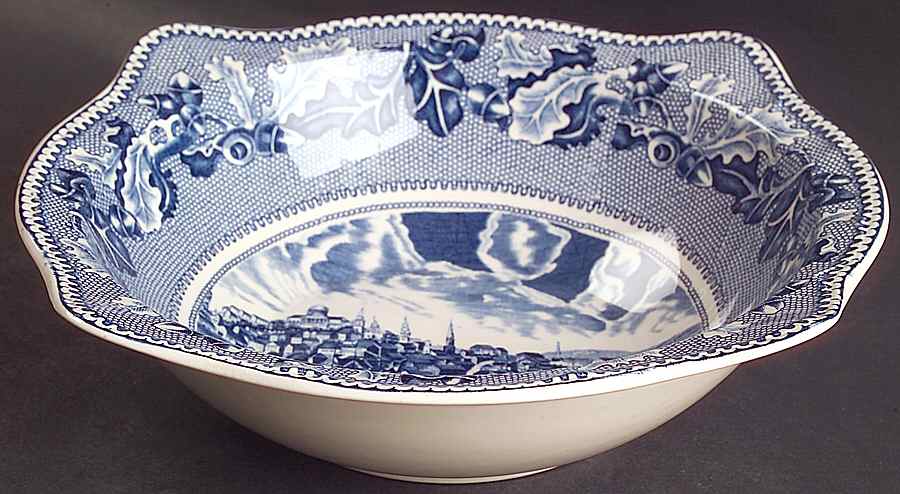 Historic America Blue 9" Round Vegetable Bowl by Johnson Brothers-1