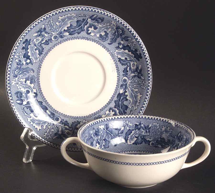 Historic America Blue Flat Cream Soup & Saucer Set by Johnson Brothers-1