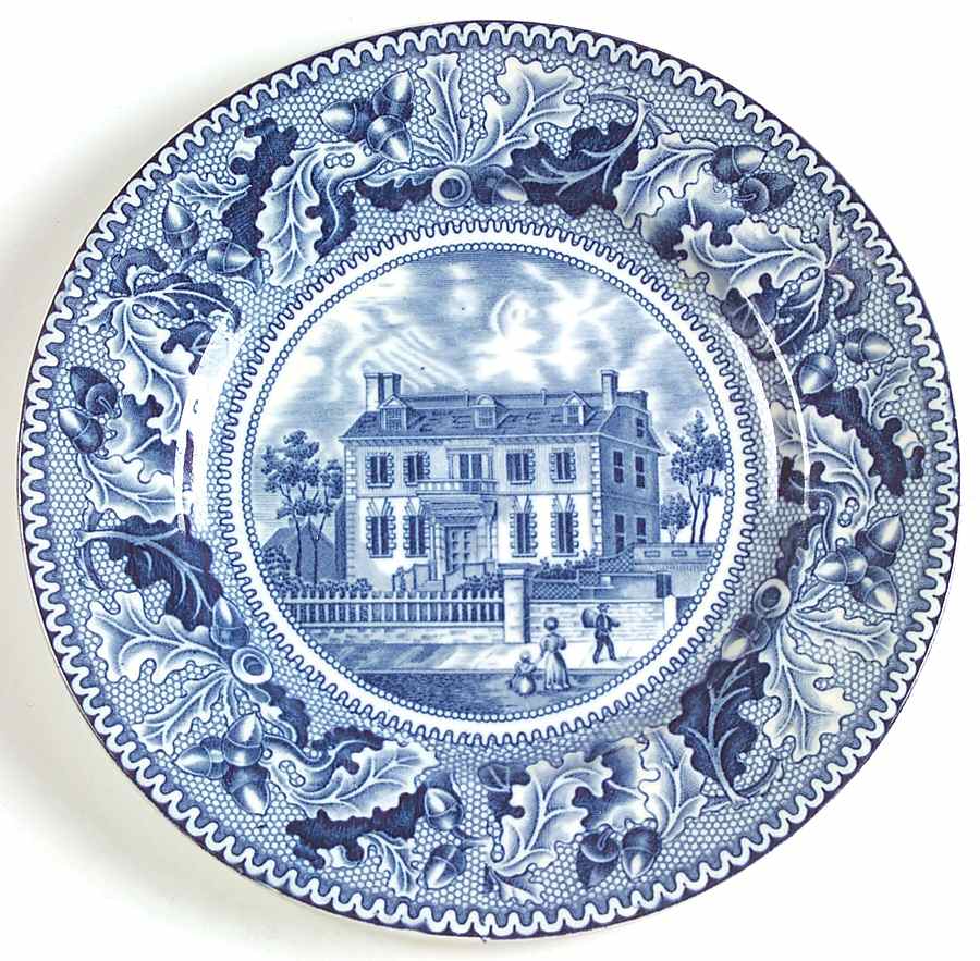 Historic America Blue Dessert/Pie Plate by Johnson Brothers-1