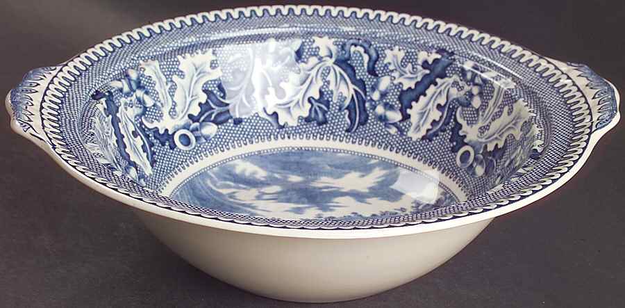 Historic America Blue Round Vegetable No Lid by Johnson Brothers-1