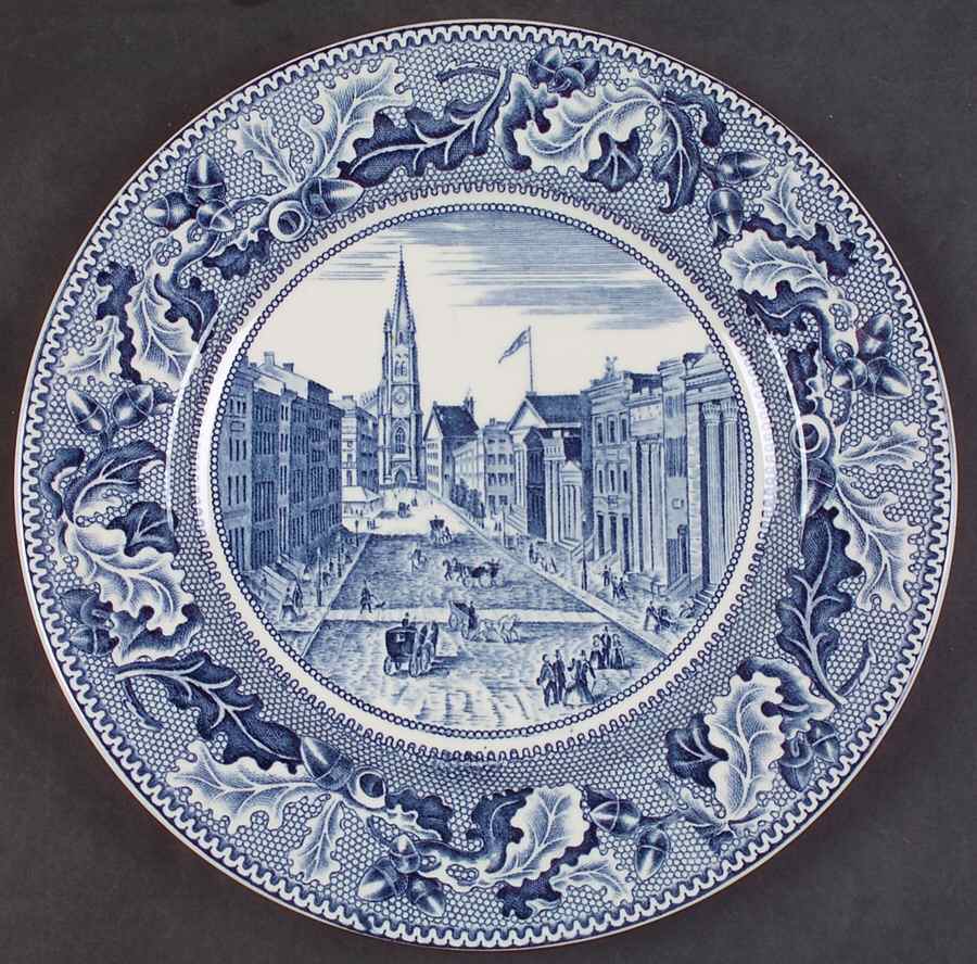 Historic America Blue Luncheon Plate by Johnson Brothers-1