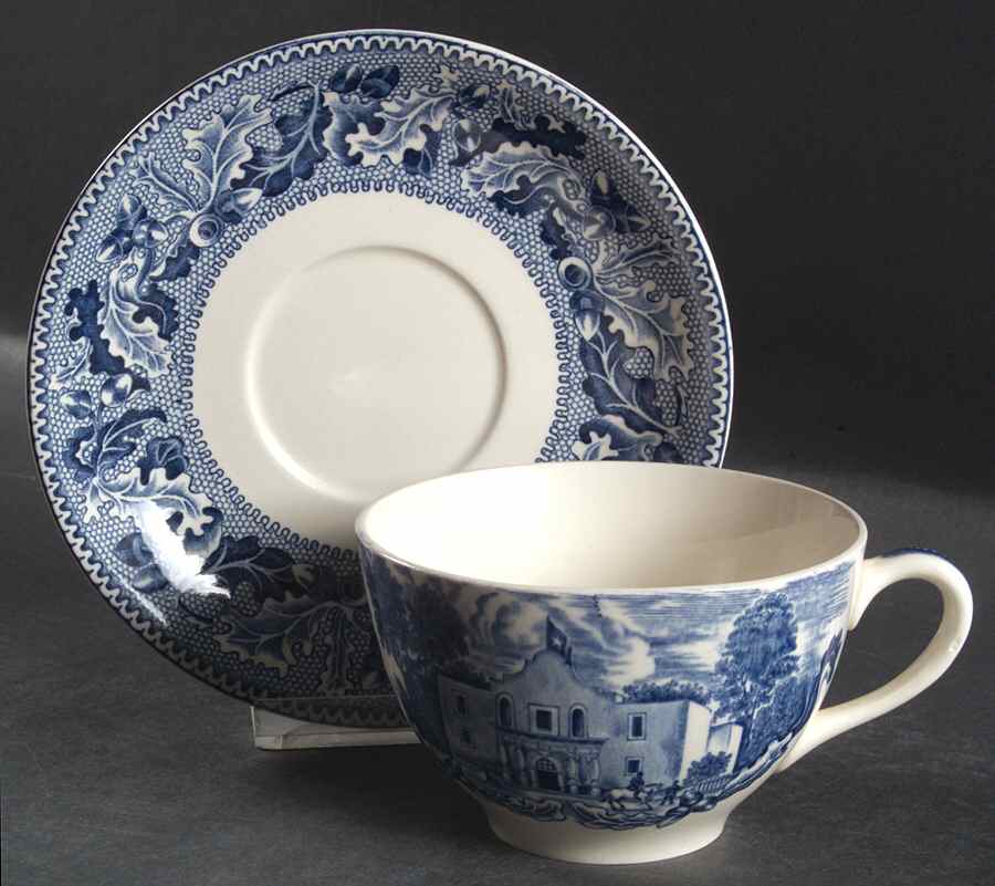 Historic America Blue Oversized Cup & Saucer Set by Johnson Brothers-1