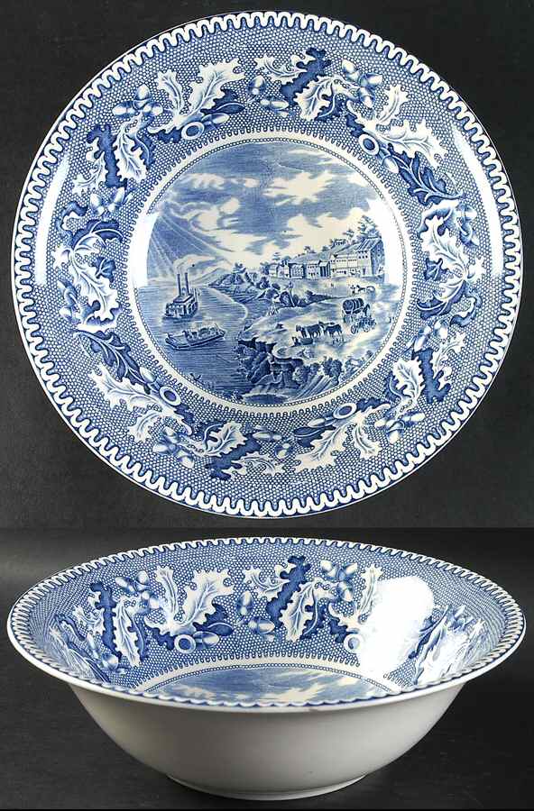 Historic America Blue 9" Round Vegetable Bowl by Johnson Brothers-1