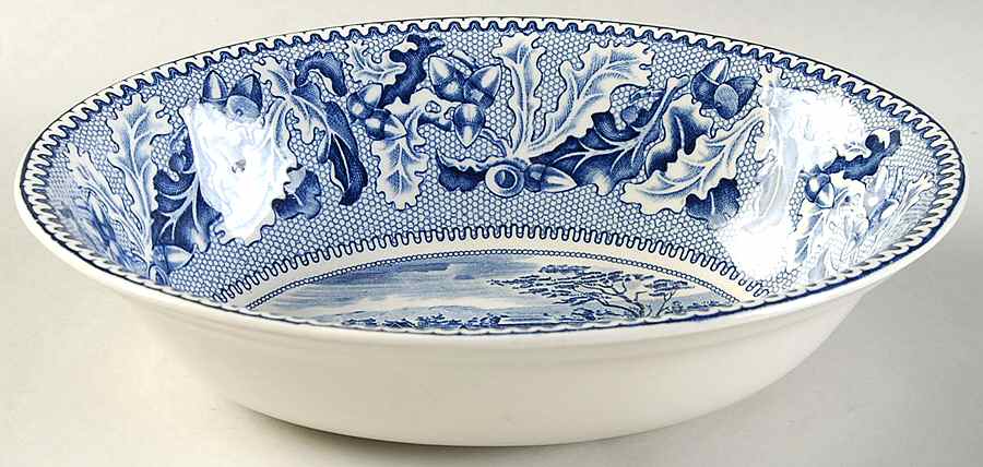 Historic America Blue 9" Oval Vegetable Bowl by Johnson Brothers-1