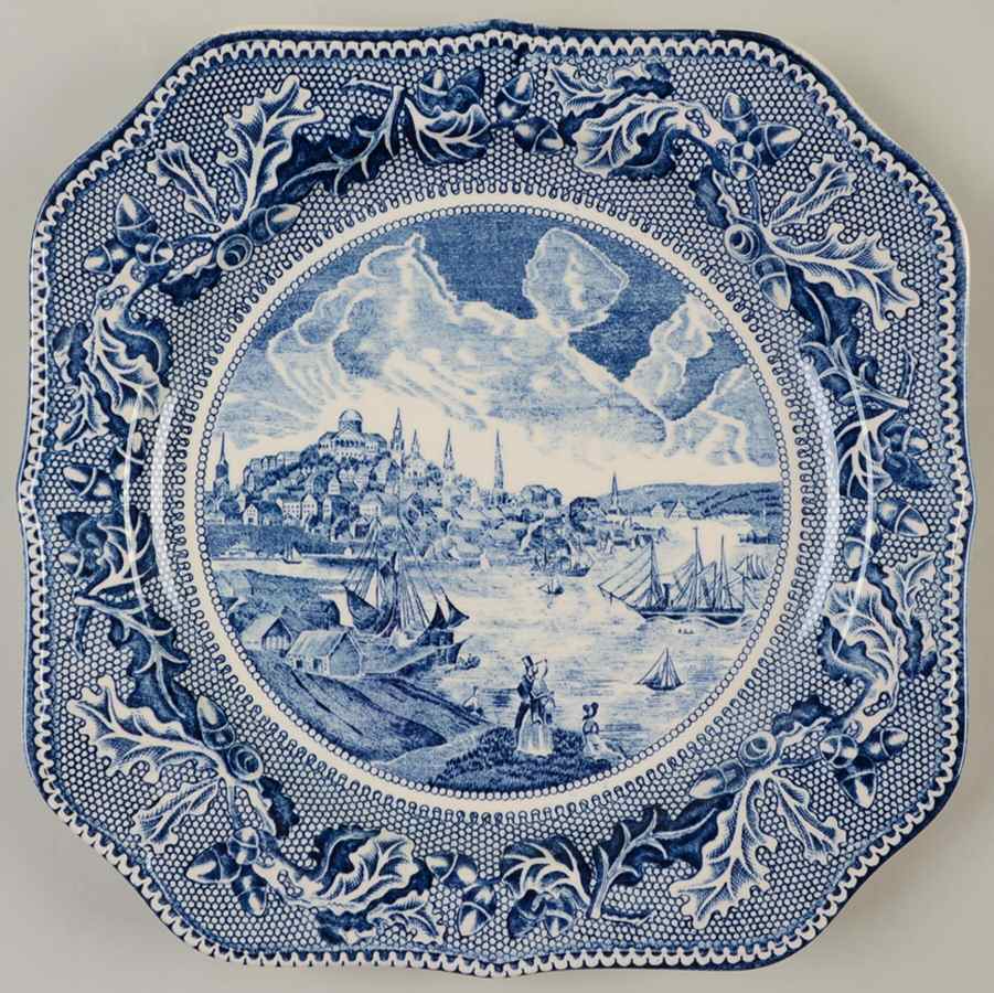 Historic America Blue Square Dinner Plate by Johnson Brothers-1
