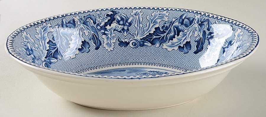 Historic America Blue 9" Oval Vegetable Bowl by Johnson Brothers-1