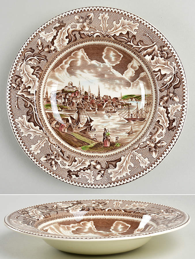 Historic America Brown Multicolor Large Rim Soup Bowl by Johnson Brothers-1