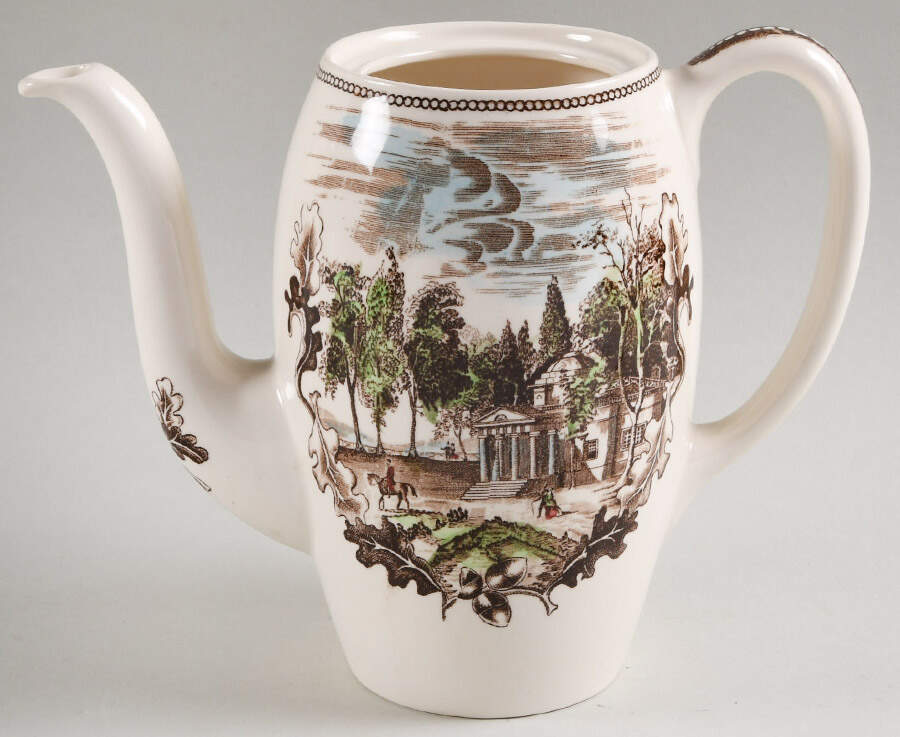 Historic America Brown Multicolor Coffee Pot No Lid by Johnson Brothers-1