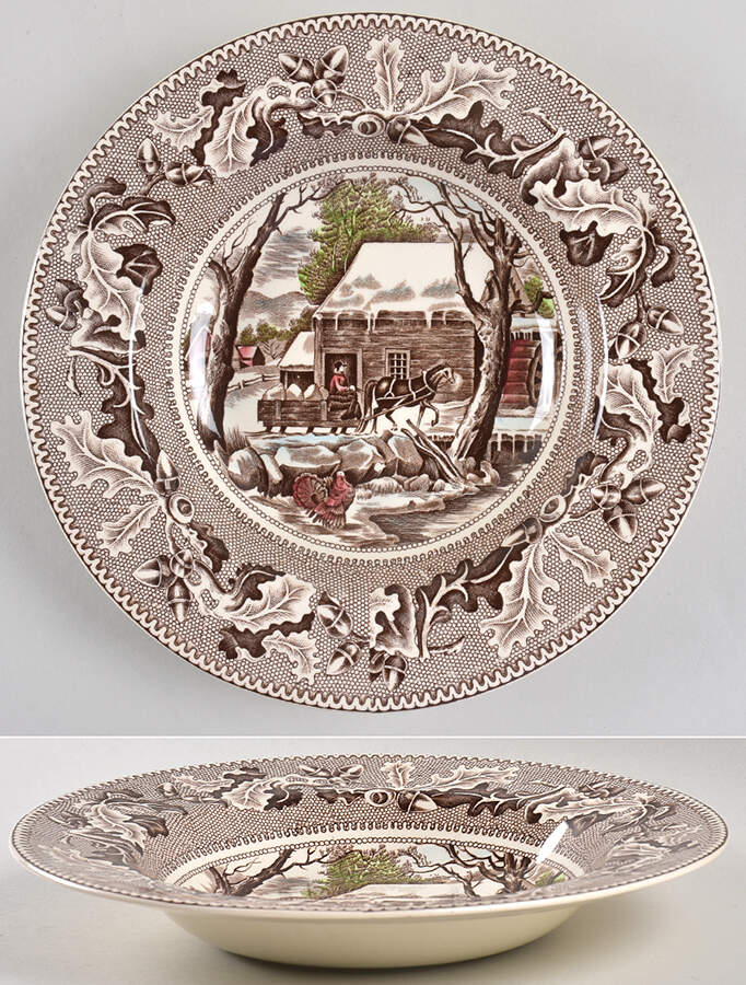 Historic America Brown Multicolor Large Rim Soup Bowl by Johnson Brothers-1