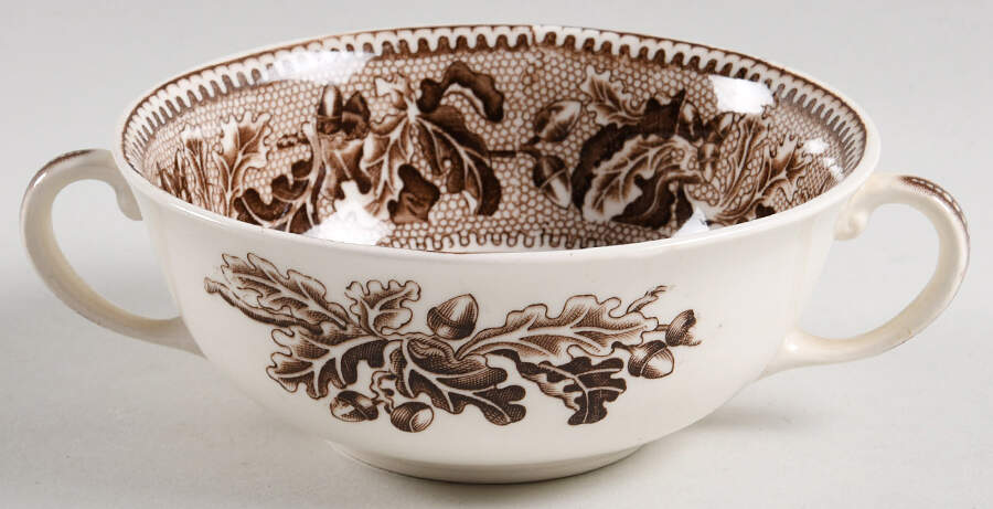 Historic America Brown Multicolor Flat Cream Soup Bowl by Johnson Brothers-1