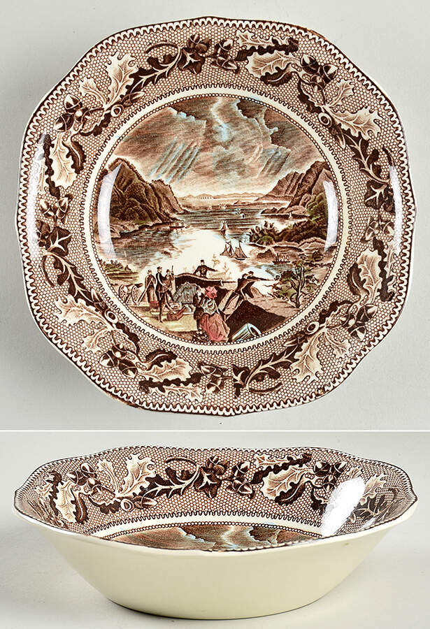 Historic America Brown Multicolor Square Soup Bowl by Johnson Brothers-1