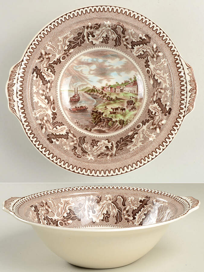 Historic America Brown Multicolor Round Vegetable No Lid by Johnson Brothers-1