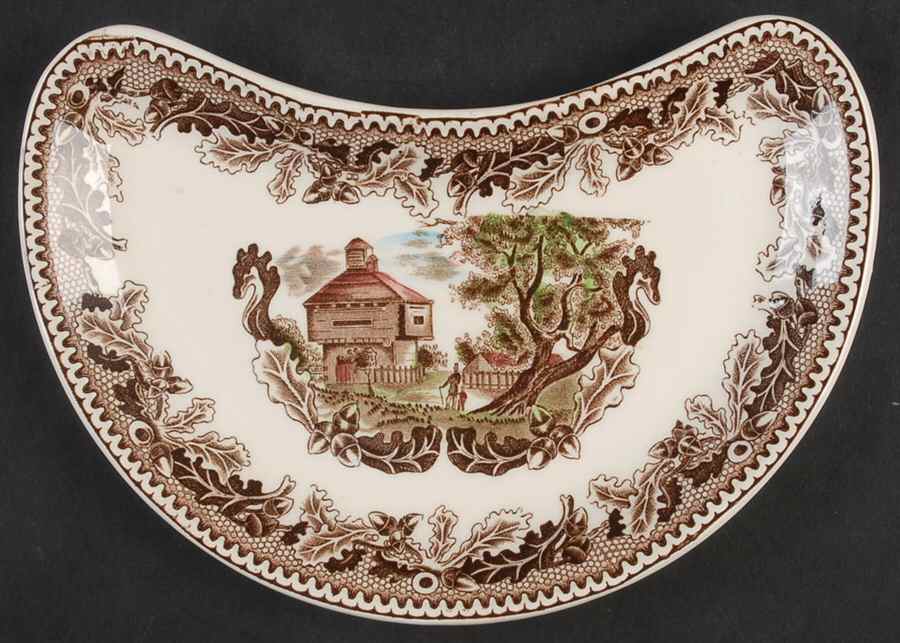 Historic America Brown Multicolor Crescent Salad Plate by Johnson Brothers-1