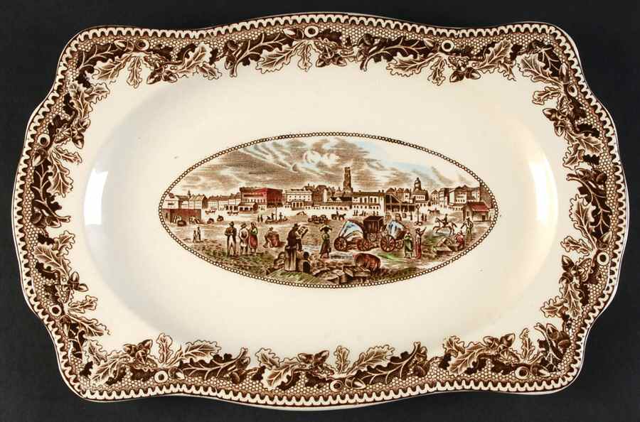 Historic America Brown Multicolor 10" Rectangular Serving Platter by Johnson Brothers-1